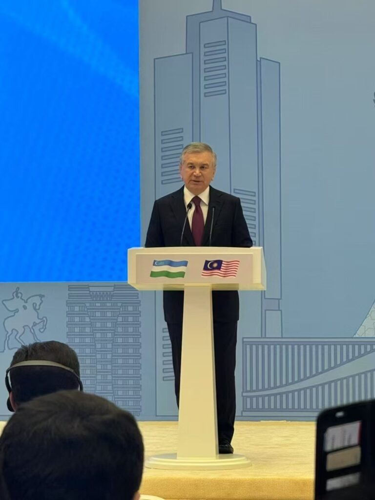 Figure 5: President Shavkat Mirziyoyev of Uzbekistan delivering a speech